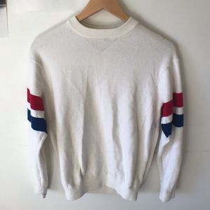 LOGG red white and blue colorblock sweater
